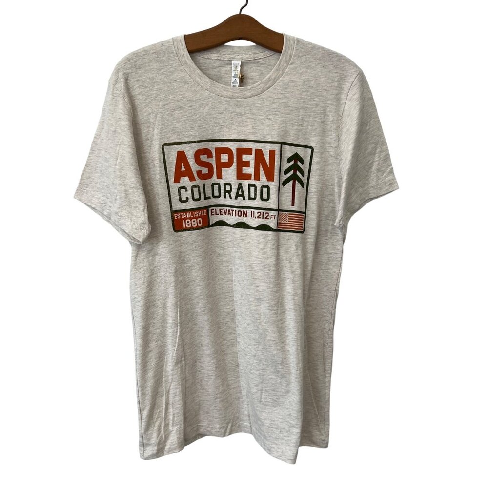 Good Land Supply Co Aspen Colorado Graphic T Shirt Mens M Heather Gray Basic NEW
